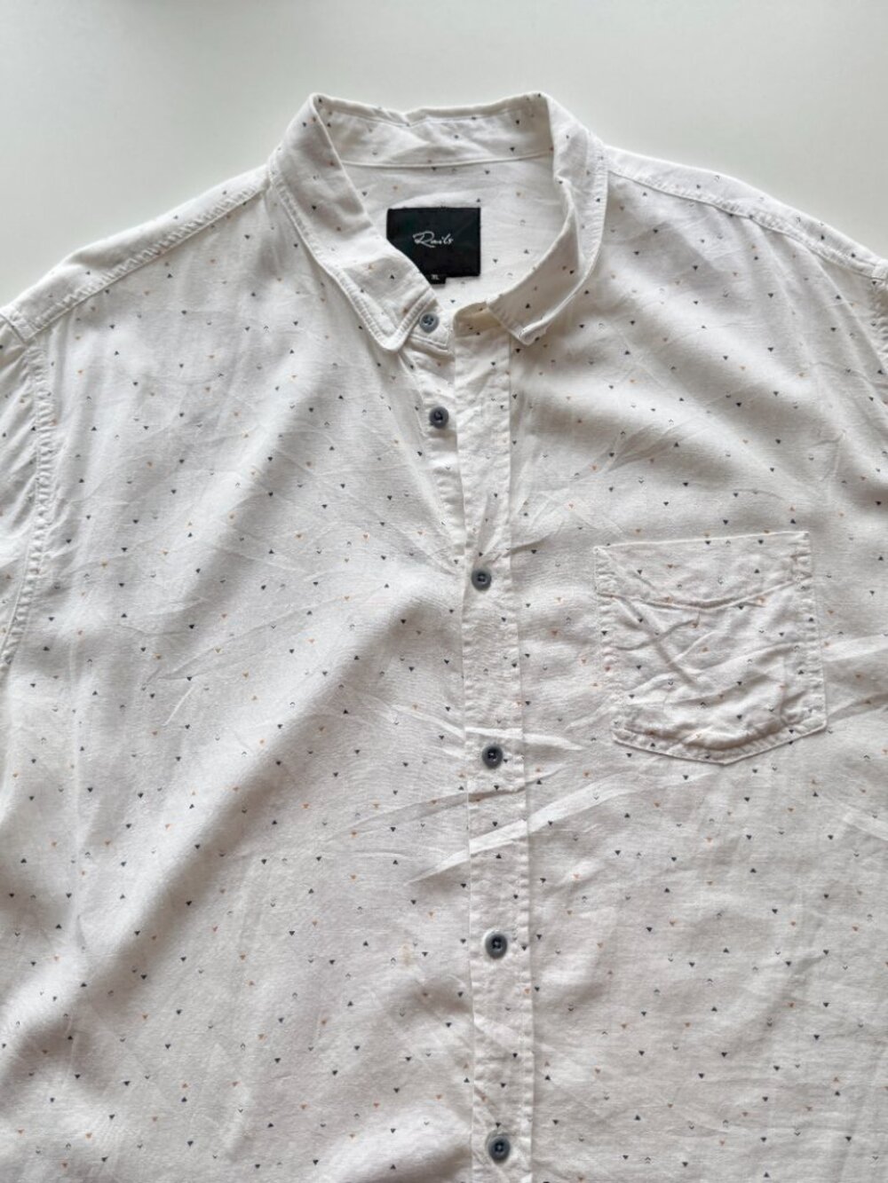RAILS Carson White Triangle Geo Linen Short Sleeve Button Down Shirt, Size XL - Picture 7 of 15